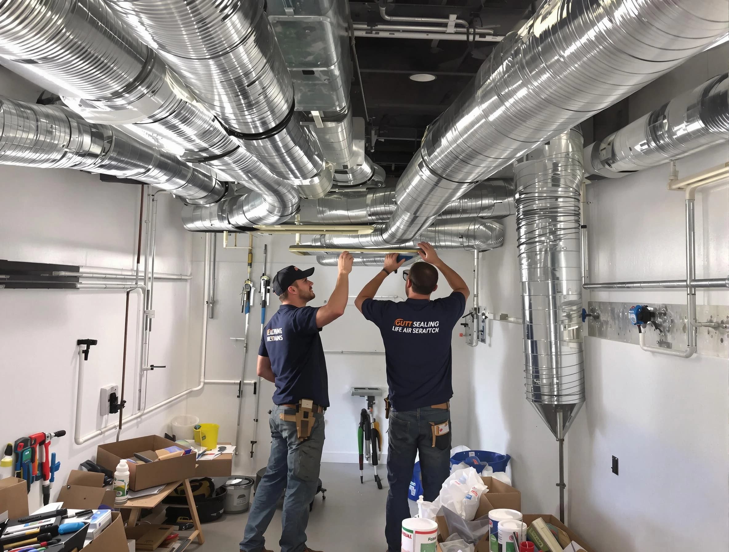 Washington Air Duct Cleaning technician applying professional duct sealing solutions in Washington