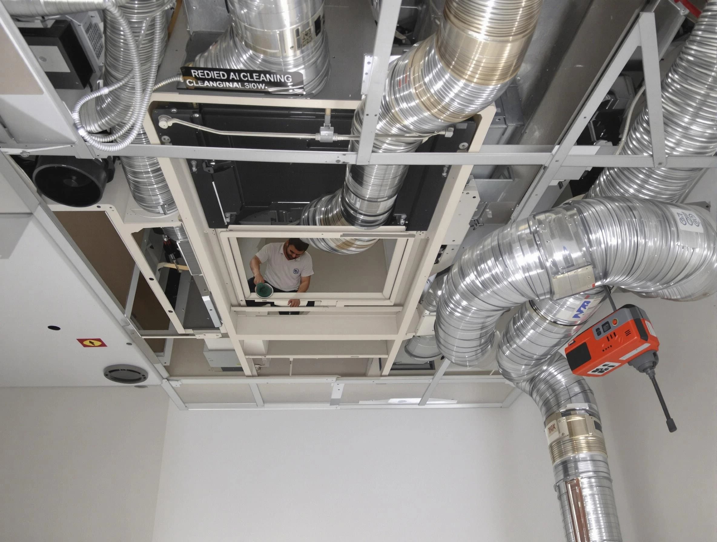 Washington Air Duct Cleaning technician performing detailed central duct system cleaning in Washington