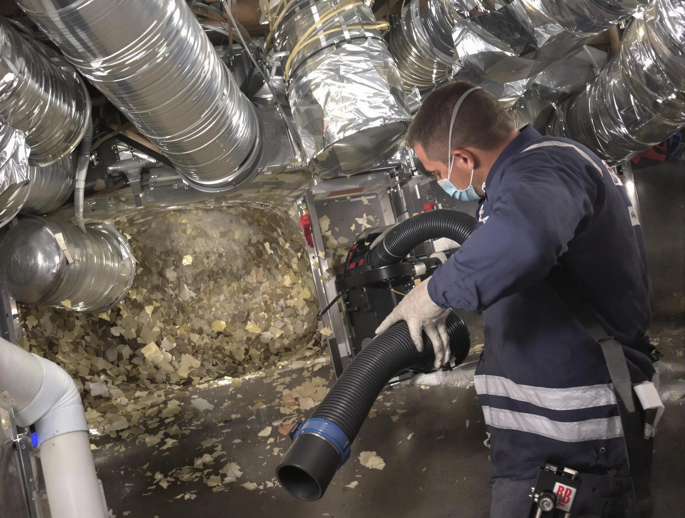Washington Air Duct Cleaning specialist operating negative pressure cleaning equipment for thorough duct maintenance in Washington