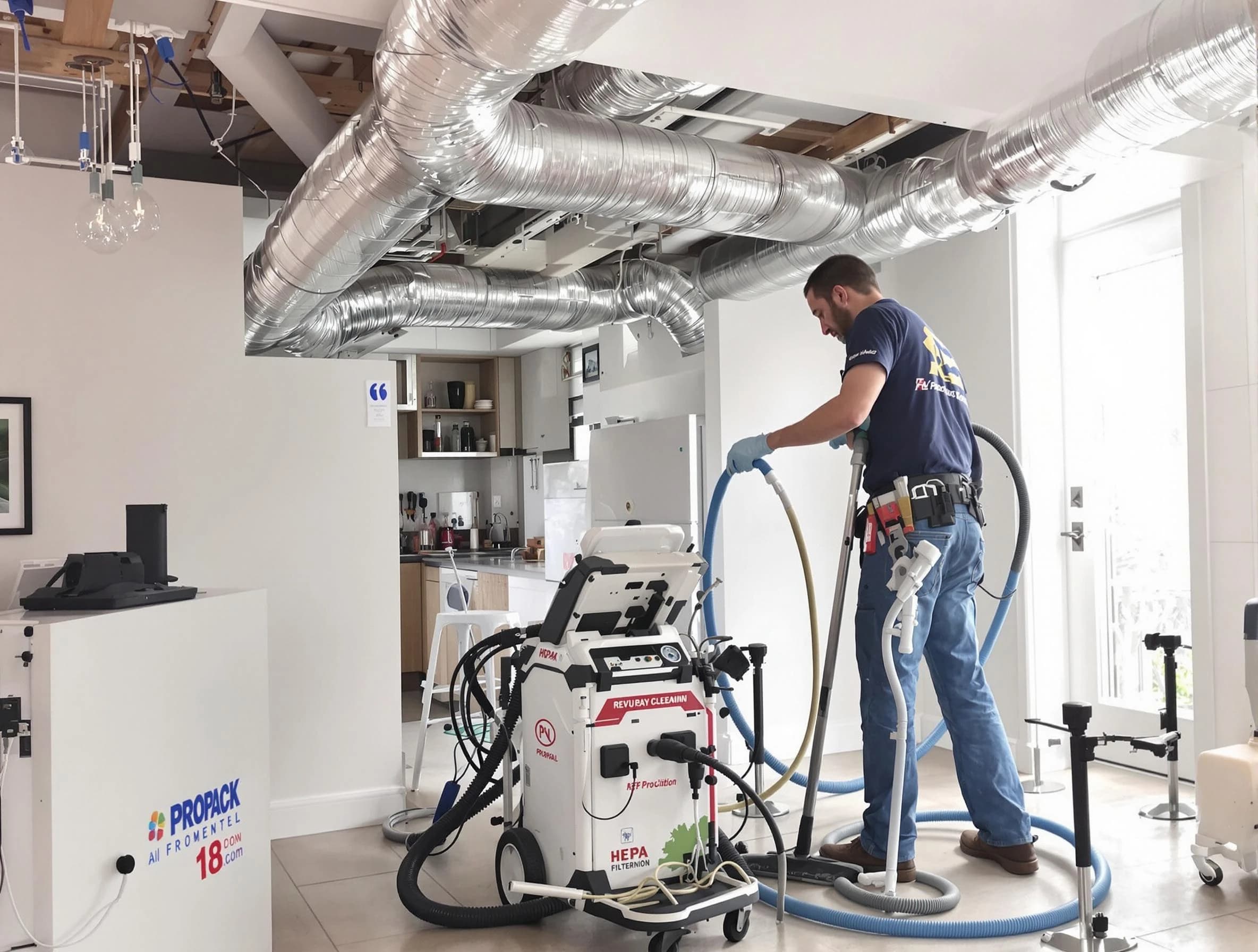 Washington Air Duct Cleaning technician performing advanced pure duct cleaning with specialized equipment in Washington