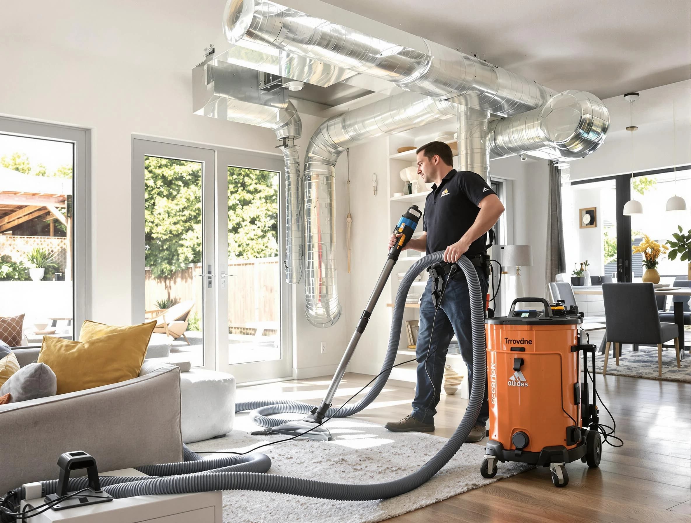 Washington Air Duct Cleaning specialist performing thorough residential duct cleaning using advanced equipment in Washington
