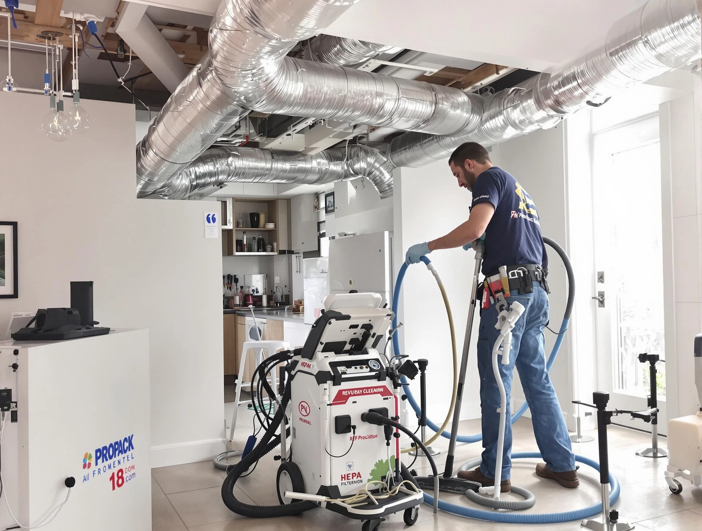 Washington Air Duct Cleaning technician performing advanced pure duct cleaning with specialized equipment in Washington
